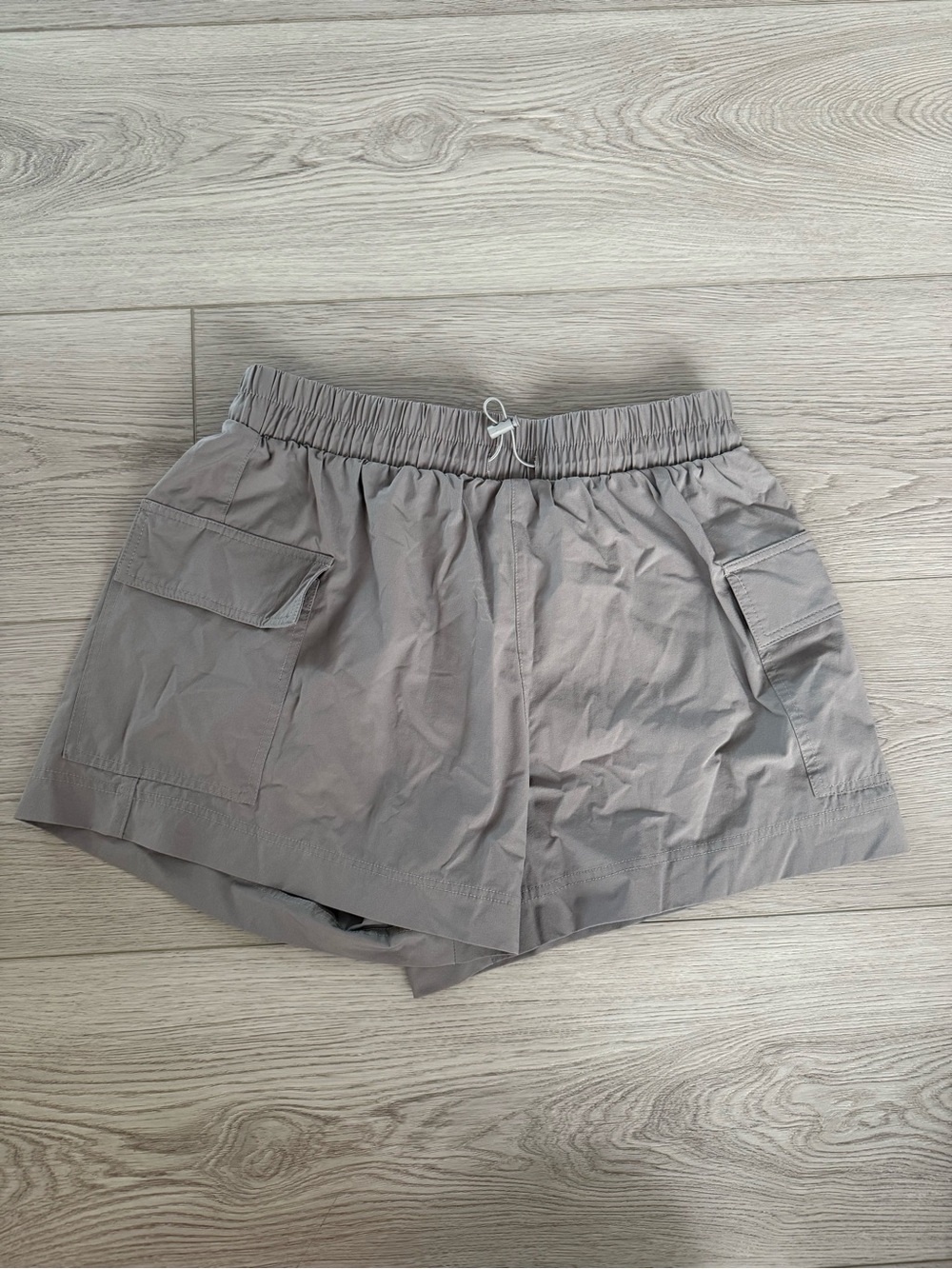 Light Gray and Black Women's Active Cargo Shorts